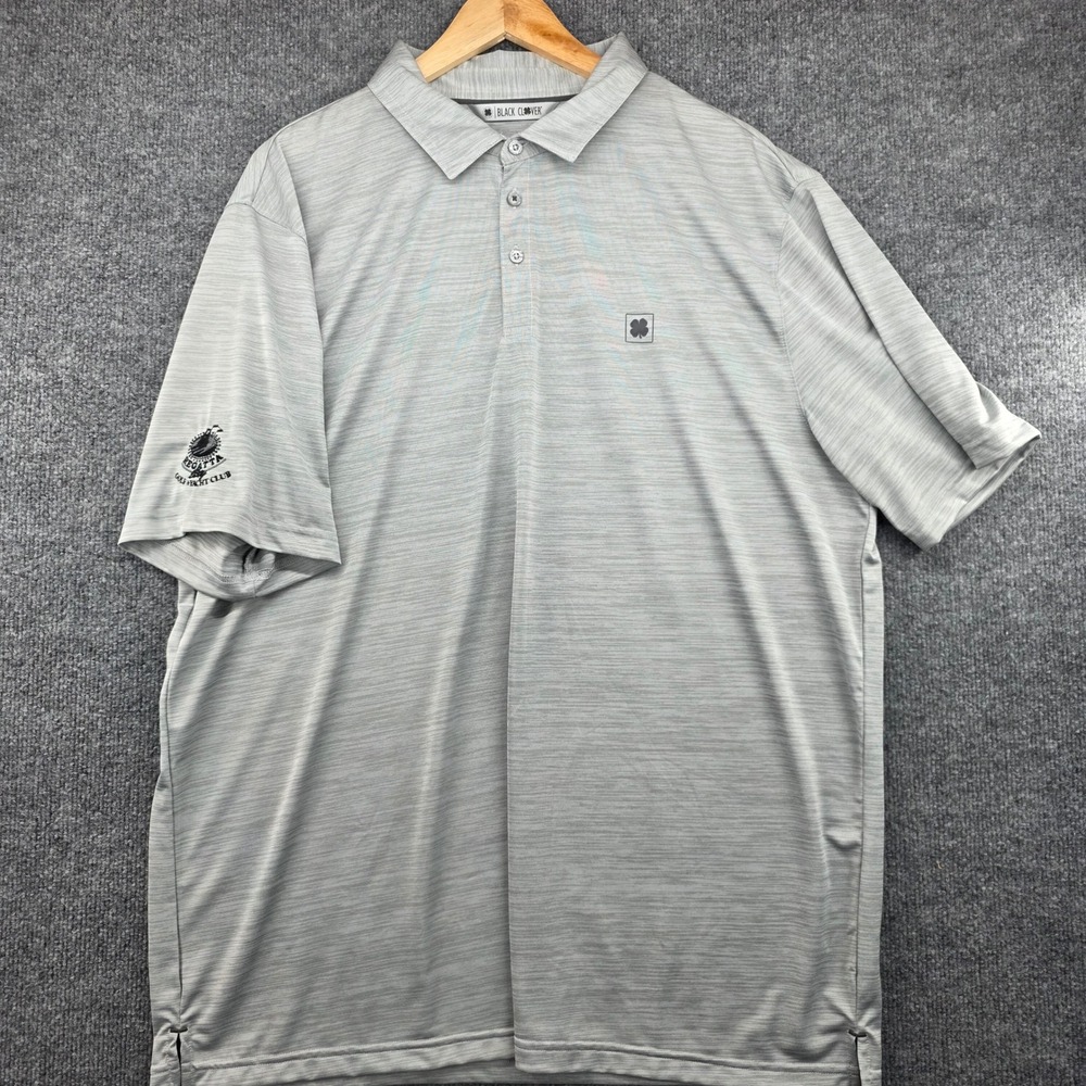 Black Clover Mens XXL Gray Heathered Polo Shirt Regatta Bay Golf Yacht Club Logo
